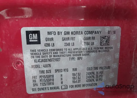 2019 Buick Encore Fwd Preferred from USA, damaged, VIN KL4CJASB7KB721027